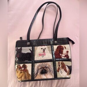 Brighton Dog Motif with Charms Handbag with Black Trim
